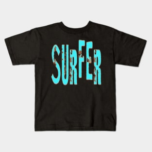 Surfer, Hello Summer Vintage Funny Surfer Riding Surf Surfing Lover Gifts Kids T-Shirt